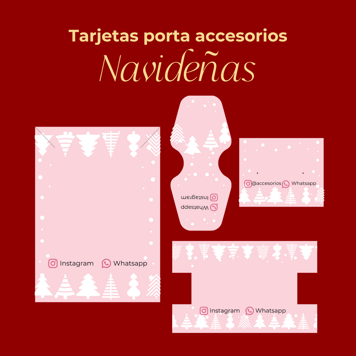 Tarjetas porta accesorios navideñas rosa